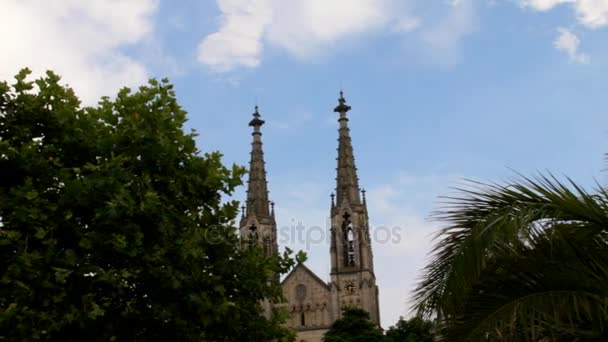 Városi templom és a Augusta tér (Augusta Platz). Baden-Baden — Stock videók