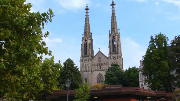 Protestantse kerk van de stad. Baden-Baden, — Stockvideo