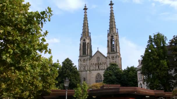 Evangelische Stadtkirche. Baden-Baden, — Stockvideo
