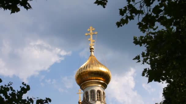 Russisch-orthodoxe kerk van de gedaanteverwisseling. Baden-Baden. Duitsland — Stockvideo