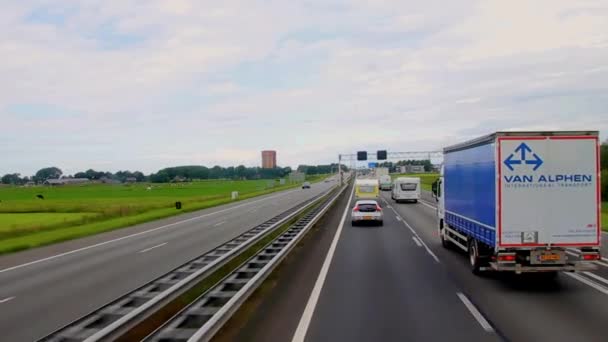 View From Window at Double-Decker Bus on the Two-Lane Highway A12 — Stock Video