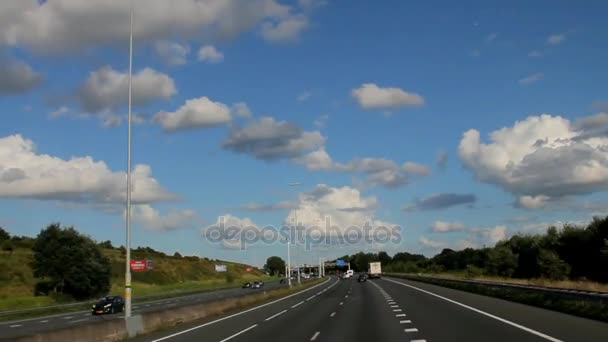 Traffic on Highway A12 at Evening Time. Netherlands — Stock Video