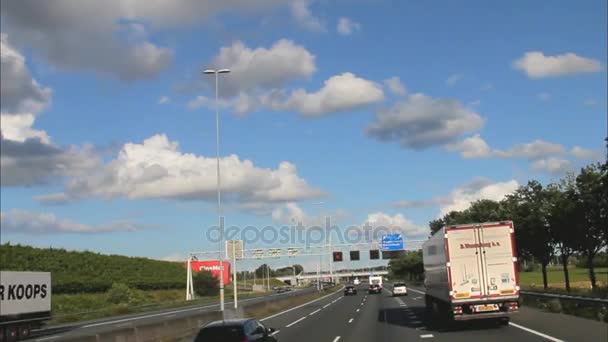 Traffic on Highway A12 at Evening Time. Netherlands — Stock Video