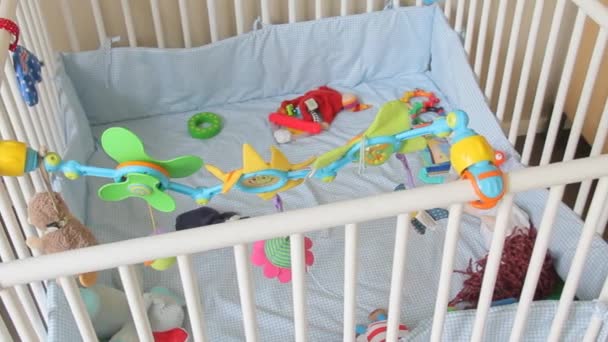 Playpen For Baby With Different Toys — Stock Video
