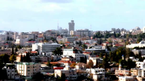 Jerusalén occidental vista desde el monte de los Olivos — Vídeo de stock