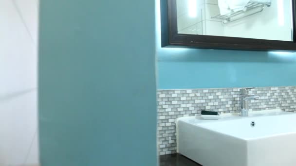 Toaleta i łazienka z prysznicem w Modern Hotel — Wideo stockowe