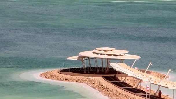 Surface de la mer Morte sur la plage. Caméra se déplace à droite — Video