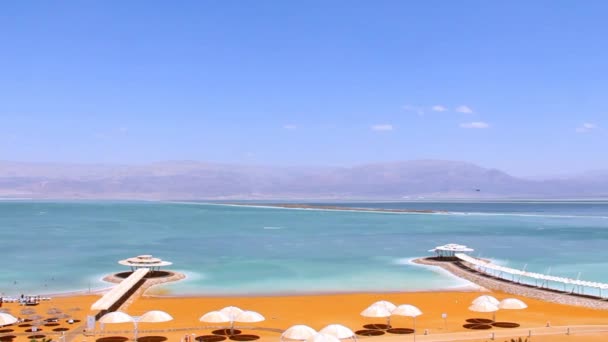 Ölü deniz manzara Jordan dağ zemin üzerine — Stok video