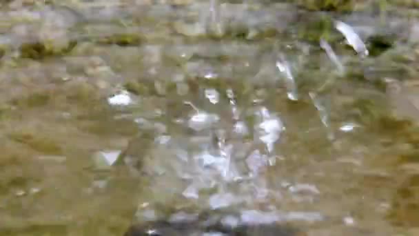 Wasser fließt in uralt dekoriertem Außenwaschbecken aus Wasserspender-Nahaufnahme in Baden-Baden — Stockvideo