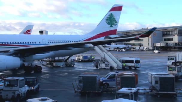 Letadlo z libanonského Middle East Airlines na mezinárodní letiště — Stock video