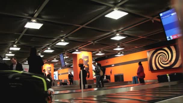 ' Uluslararası Havaalanı Bagaj talep salonunda yolcular — Stok video