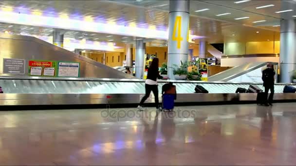 Gepäckausgabe am internationalen Flughafen Ben Gurion. Zeitraffer — Stockvideo