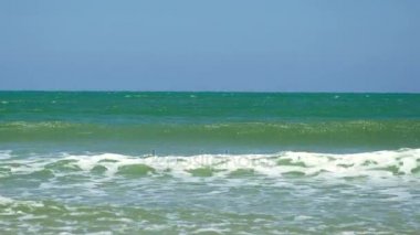 Düz bir Sandy Beach karşı çökmesini dalgaları beyaz armalar