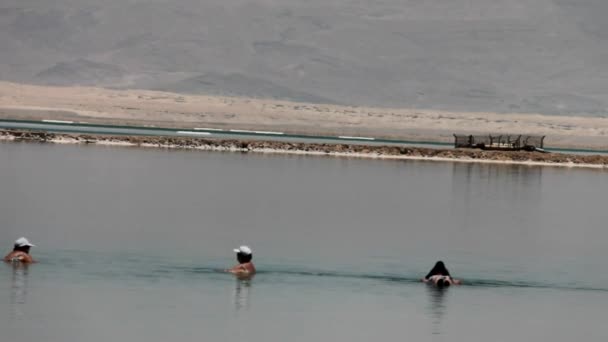 Las mujeres mayores toman tratamientos de agua en el Mar Muerto — Vídeo de stock