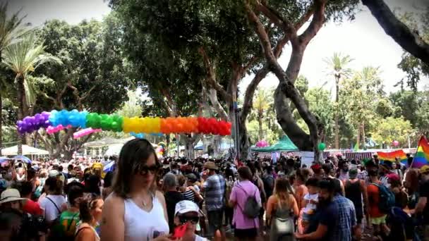 Verloren in der Menge bei Schwulenparade in Tel Aviv — Stockvideo