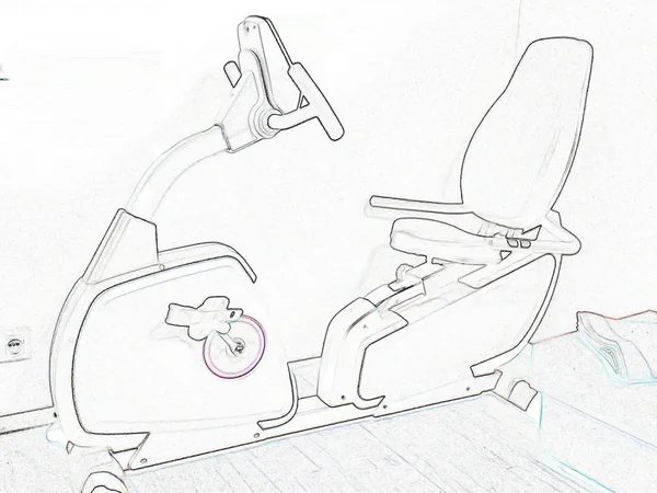 Schematic drawing of an exercise bike — Stock Photo, Image