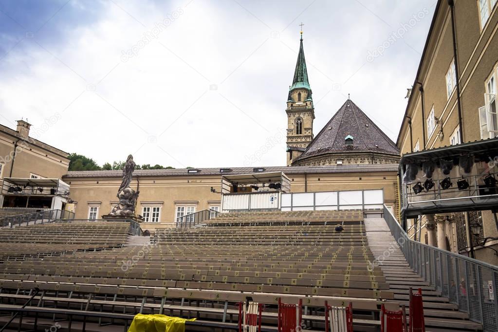 Traditional temporary concert hall in the open air for opera staging with