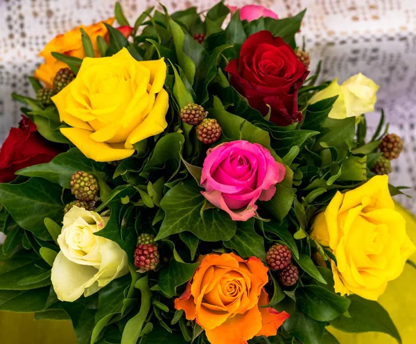 Bouquet of different color roses — Stock Photo, Image
