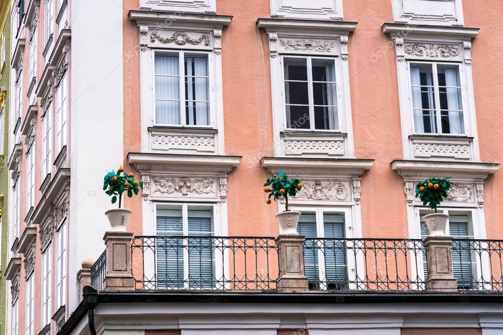 View of famous medieval streets of Salzburg, Austria