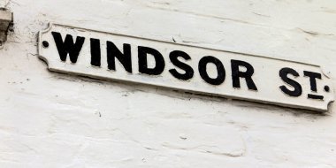 Windsor sokak adı işareti Stratford-upon-Avon, İngiltere'de