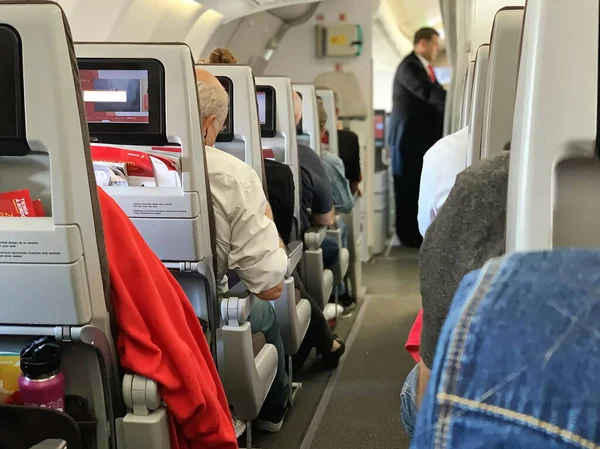 Madrid Spain May 2019 Iberia Aircraft Interior Airplane Interior People — Stock Photo, Image