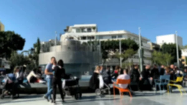 Tourists Locals New Dizengoff Square Fire Water Fountain Its Reconstruction — Stock Photo, Image