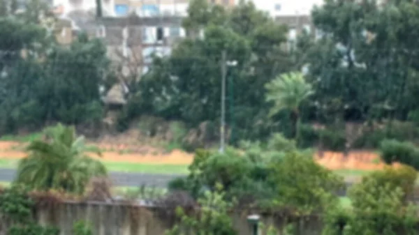 Heavy Tropical Rain Times Turning Hail Large Mediterranean City View — Stock Photo, Image