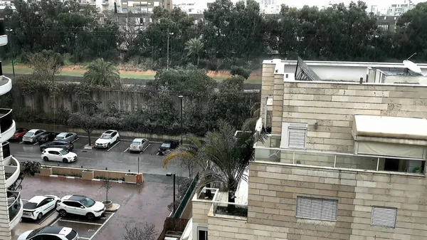 Tel Aviv Israel Január 2020 Nehéz Trópusi Eső Olykor Jégesővé — Stock Fotó