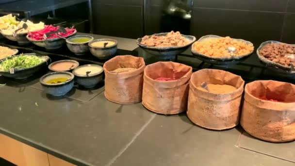 Pequeno Almoço Buffet Conceito Pequeno Almoço Hotel Luxo — Vídeo de Stock