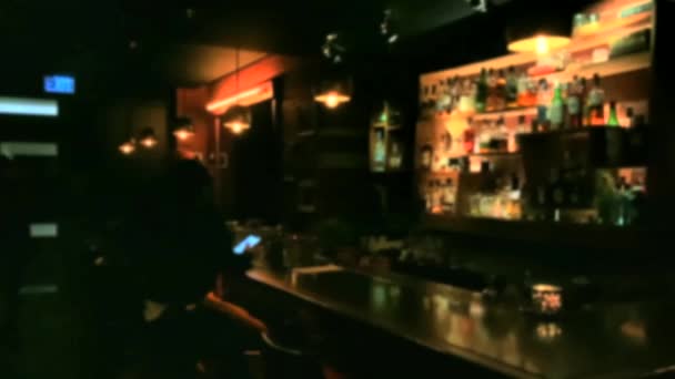 Immagine Notturna Bar Bar Interno Vista Offuscata — Video Stock