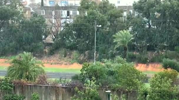 Büyük Akdeniz Kasabasında Bazen Yoğun Tropikal Yağmur Dolu Yağar Beşinci — Stok video