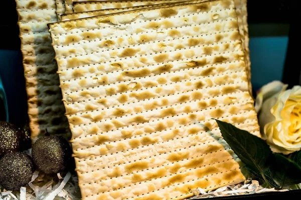 Pesach Židovský Velikonoce Hostina Pesach Matzah Dárkové Kožené Truhlici Suvenýry — Stock fotografie