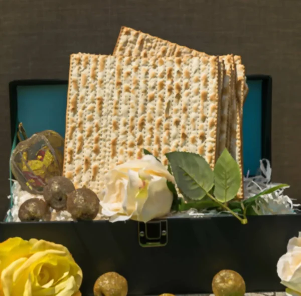 Pesach Joods Pasen Feest Pascha Matzah Originele Geschenkdoos Met Souvenirappels — Stockfoto