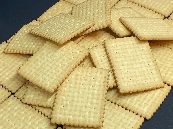 Een Stapel Koekjes Tafel Als Achtergrond Wazig Zicht — Stockfoto