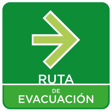 Ruta de Tahliye, Flecha a la derecha sobre fondo verde  