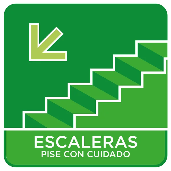 Escaleras Con Flecha Hacia Abajo Izquierda Verde — Vetor de Stock