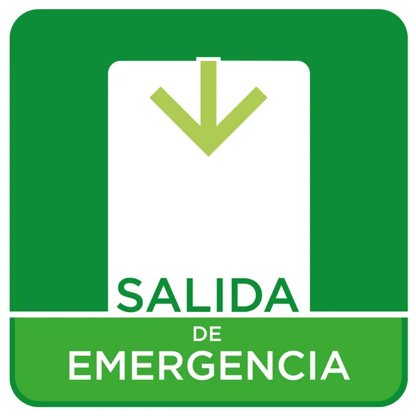 Selo Salida Emergencia Blanco Sobre Fondo Verde —  Vetores de Stock