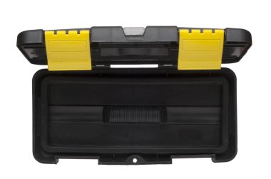 Beyaz arkaplan, üst görünümde izole edilmiş araç kutusunu aç