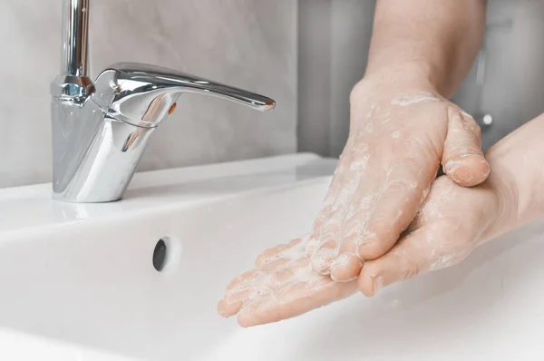 Effectieve Handwas Technieken Palm Tot Palm Handwassen Zeer Belangrijk Besmetting — Stockfoto