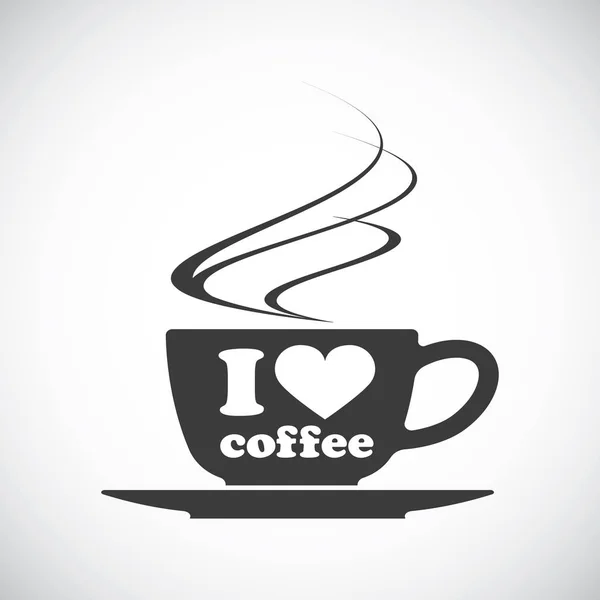 Csésze kávé, alatta a felirat szeretem a kávét. Csípő Vintage stilizált betűkkel. Vektoros illusztráció — Stock Vector