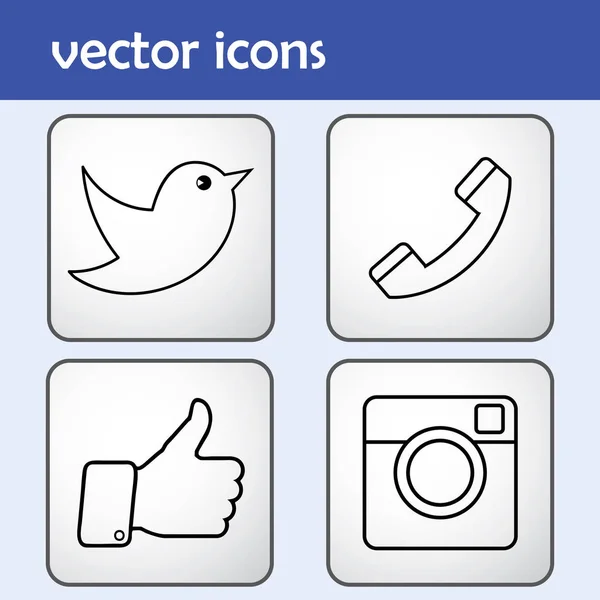 Conjunto de ícones projetados para mídias sociais — Vetor de Stock