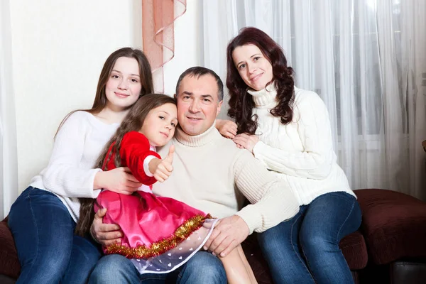 Happy family celebrating Christmas — Stock Photo, Image