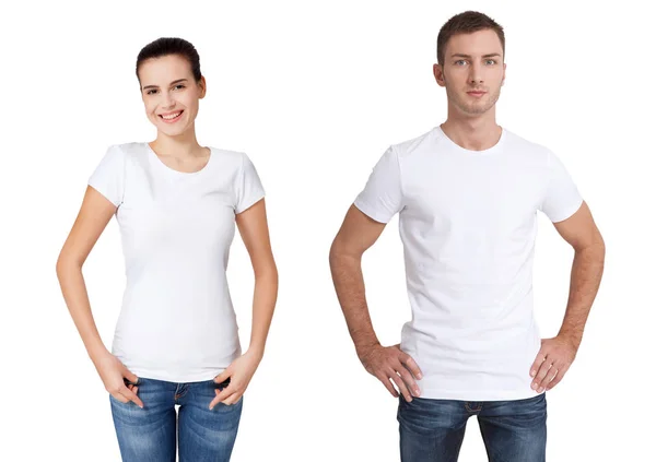 シャツ デザイン テンプレートと男と女 — ストック写真