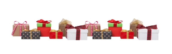 Scatole regalo banner isolato . — Foto Stock