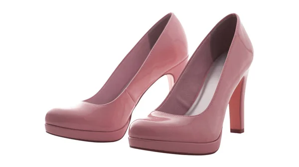 Moda scarpe rosa femminili con tacchi isolati. — Foto Stock