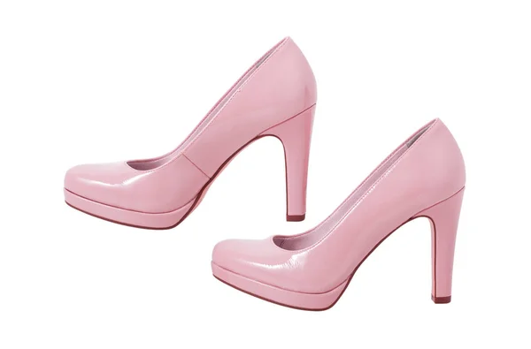 Mode sepatu pink perempuan dengan tumit terisolasi. — Stok Foto