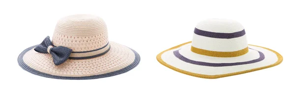 Bonito sombrero de paja aislado sobre fondo blanco, sombrero de paja marrón sobre blanco . —  Fotos de Stock