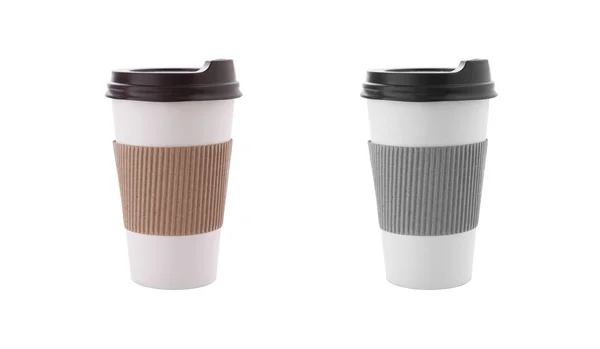 Blank emporter kraft tasse de café isolé sur fond blanc — Photo