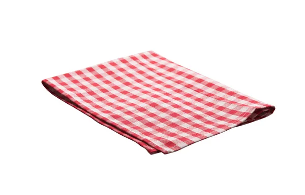 Red and white checkered Napkin isolated. Napkin close up top view mock up — Stock Photo, Image