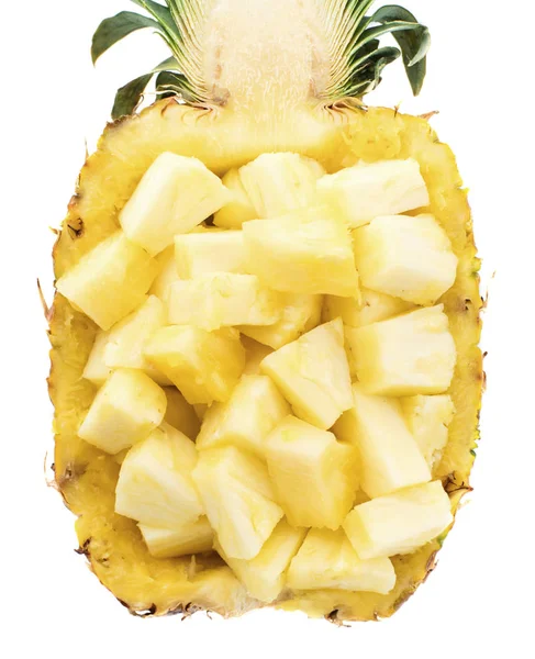 Cut Half Pineapple Chopped Cubes — Stock Photo, Image